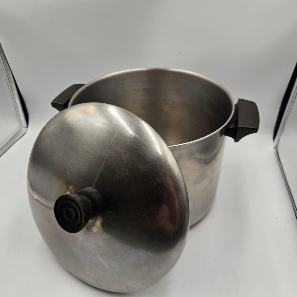 Vtg Revere Ware 1801 Copper Bottom 8QT Stock Pot Pan W Lid Clinton USA